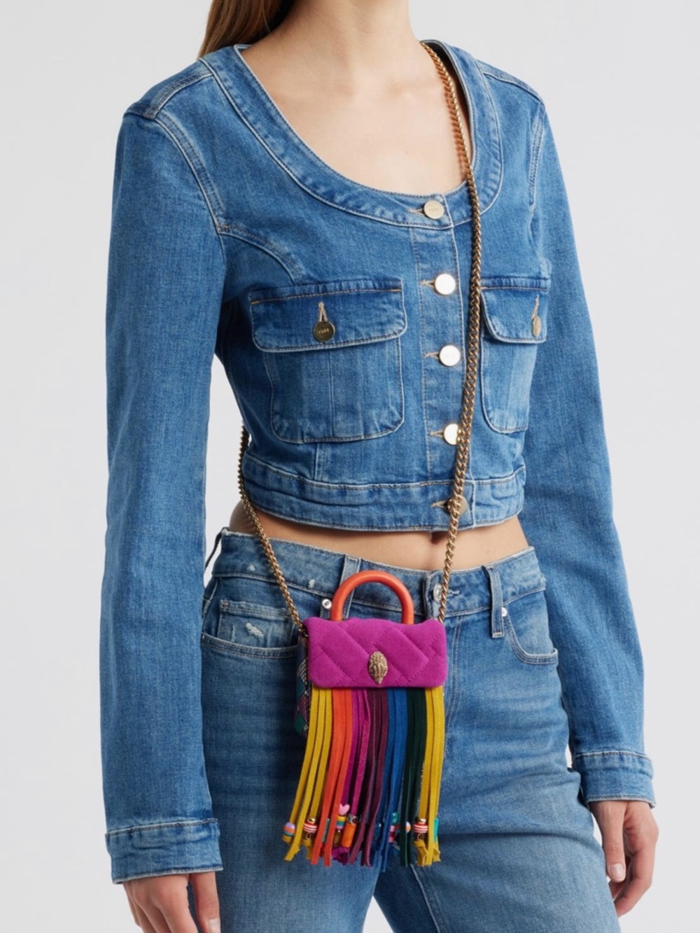 Kurt Geiger The Kensington Crossbody Bag in Bright Pink with Gold Hardware. - Picture 3 of 7